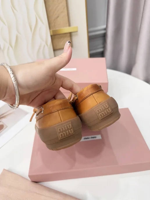 Мокасины Miu Miu кожа коричневые, коричневый, фото 8