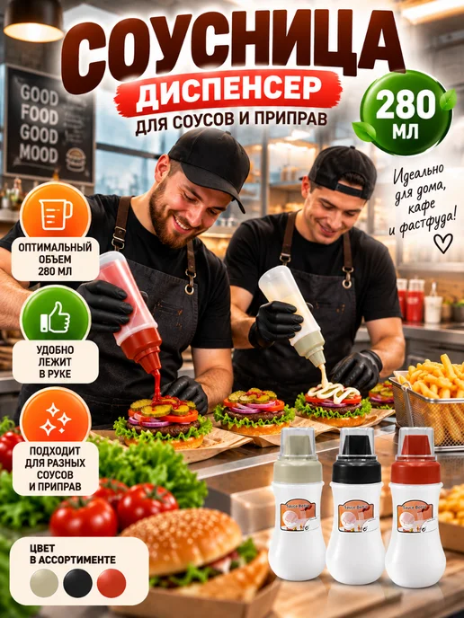 зефирус1 Соусница дозатором — для кетчупа, майонеза и горчицы, черный, фото 4