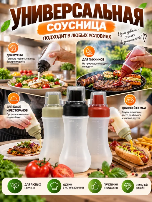зефирус1 Соусница дозатором — для кетчупа, майонеза и горчицы, черный, фото 5