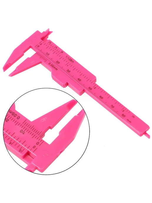Нет бренда Пластиковый штангенциркуль Pink 0-80 мм, розовый, фото 6