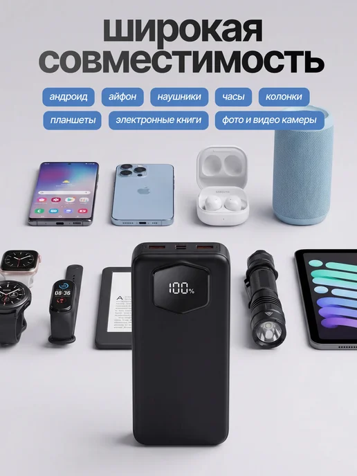 Повербанк 50000 mah power bank пауэрбанк быстрая зарядка, 40000 мАч, фото 7