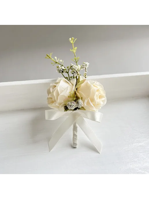 LKY Fr Искусственный свадебный букет слоновой кости Boutonni, белый