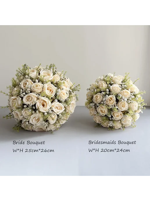 LKY Fr Искусственный свадебный букет слоновой кости Boutonni, белый, фото 4