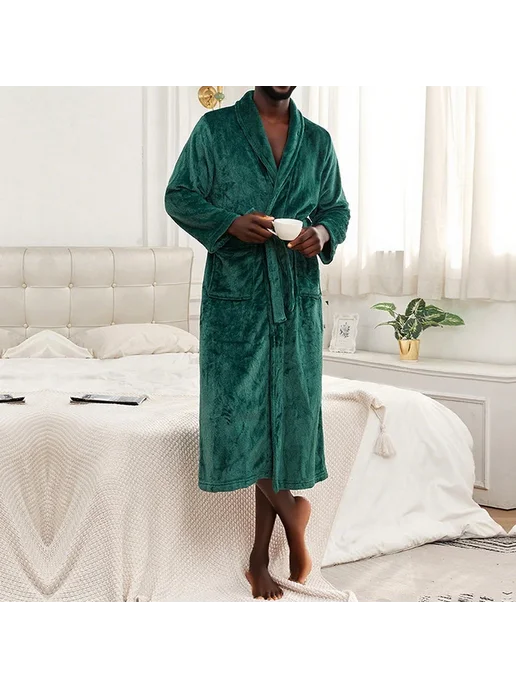 Мужские флисовые халаты, черный