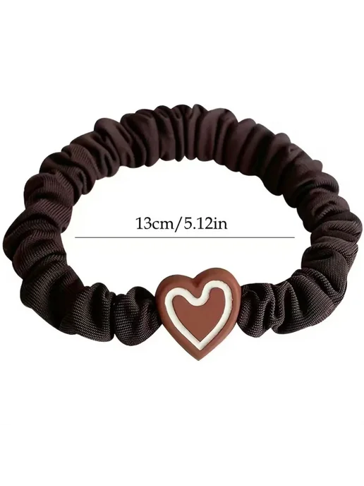 Нет бренда Плетеные резинки для волос с сердечком Black White (20pcs), 20 шт, фото 4