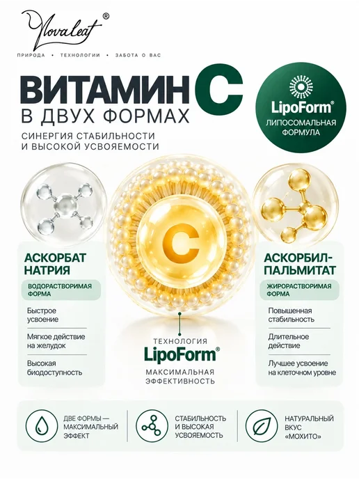 NovaLeaf С-ЛИПОФОРМ 100 липосомальный витамин C 50 мл, 50 мл, фото 2