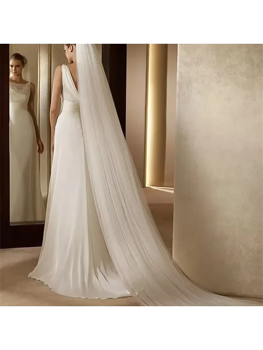 Нет бренда Свадебная фата из полиэстера White 2 Layers, белый, фото 4