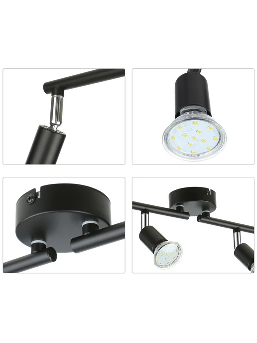Нет бренда Потолочные светильники 4-х лучевые LED GU10 4Вт Черный, blac, 4 Вт, фото 5
