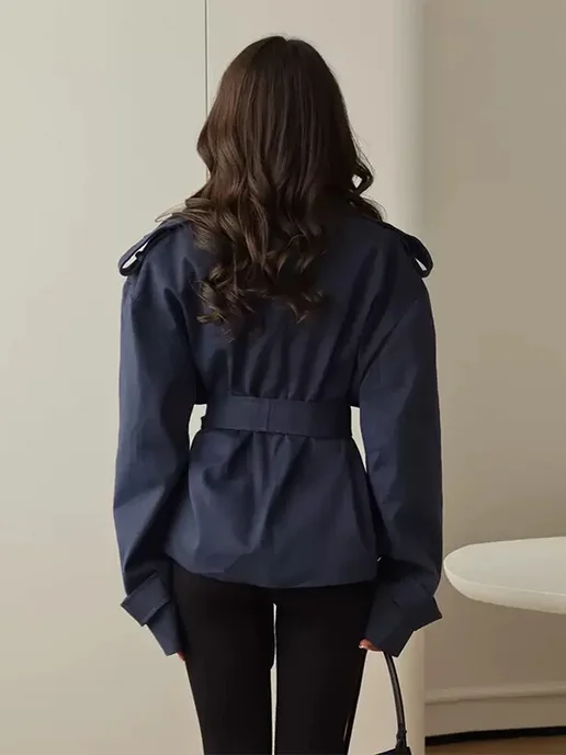 FSMG Casual Windbreaker Jacket Women's Polyester Spandax, синий, фото 5