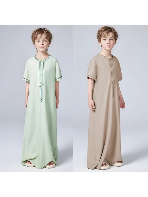 Детская вискозная рубашка-халат Islam Ramadan, бежевый, фото 2