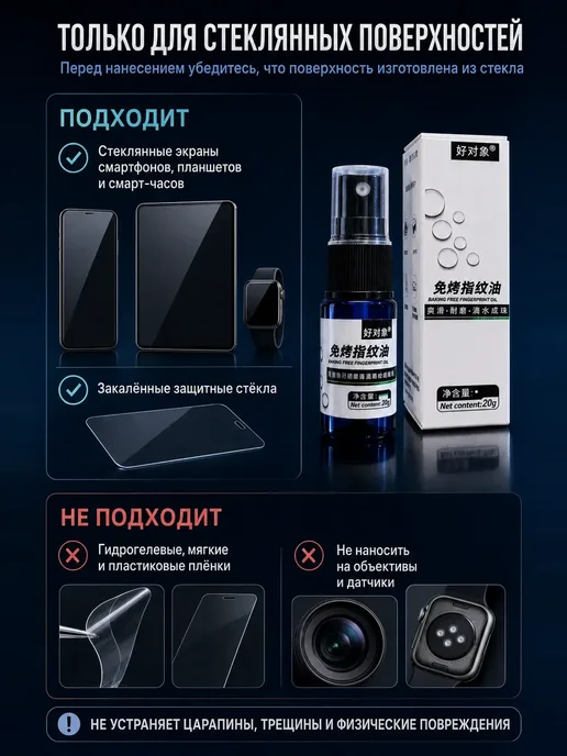 Олеофобное покрытие для телефона, жидкость-спрей 20 г, 20 г, фото 5
