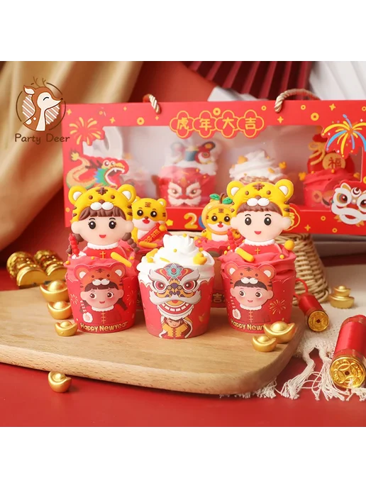 Нет бренда Бумажные формочки для кексов "Тигр", красный, фото 2
