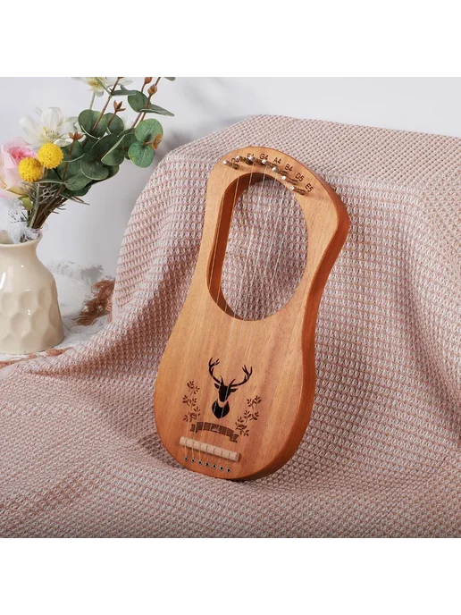 GIOIO детская арфа лира 7 16 струнная деревянная Deer 7 Stri, коричневый, фото 4