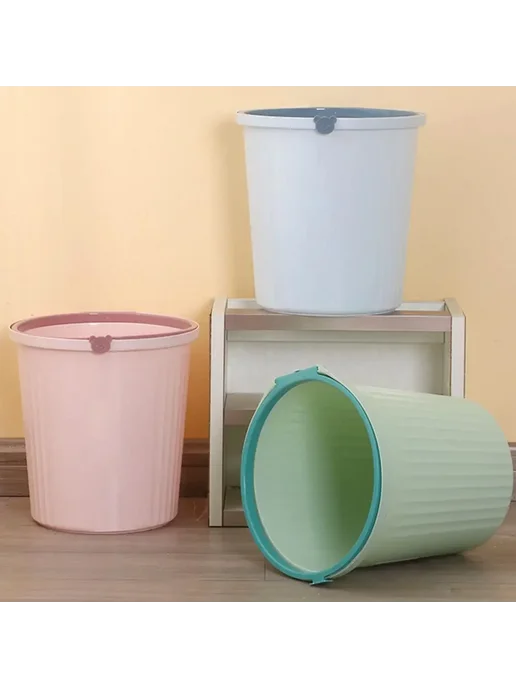Нет бренда Пластиковое мусорное ведро Розовый, Pink L 1pc, зеленый, фото 3