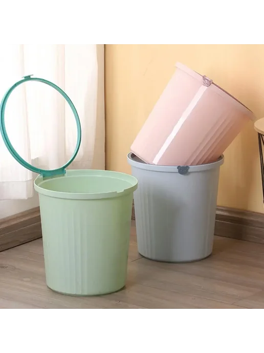 Нет бренда Пластиковое мусорное ведро Розовый, Pink L 1pc, синий, фото 5