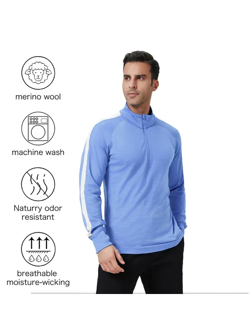 Мужская спортивная куртка Merino полузастежка, черный, фото 4