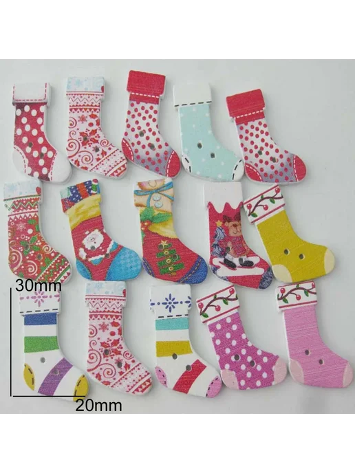 ZOTFEL Деревянные пуговицы 30 шт. Розовый, 05 mix socks, 30 шт