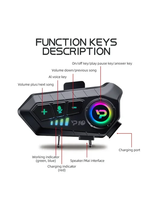 kebidumei Y10 Bluetooth 5,3 гарнитура для мотоциклетного шле, вариант, фото 6