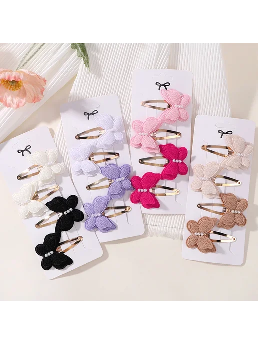 Baby Bows Набор из 4 вязаных заколок для волос от для девоче, белый, фото 2