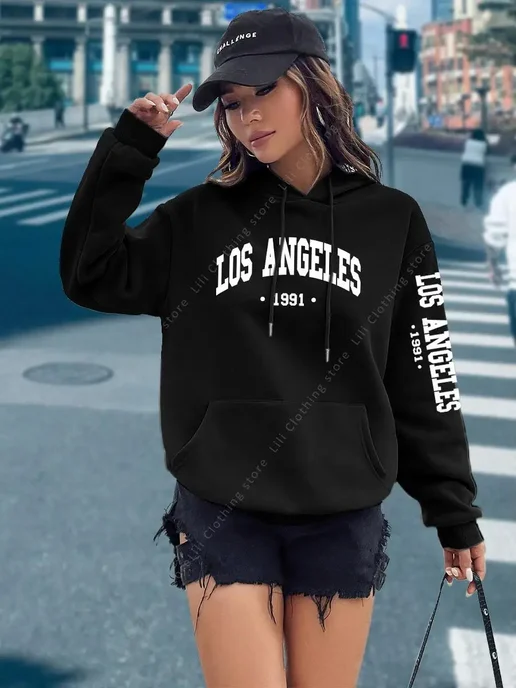CINESSD Женские спортивные худи из полиэстера Los Angeles, фиолетовый, фото 5