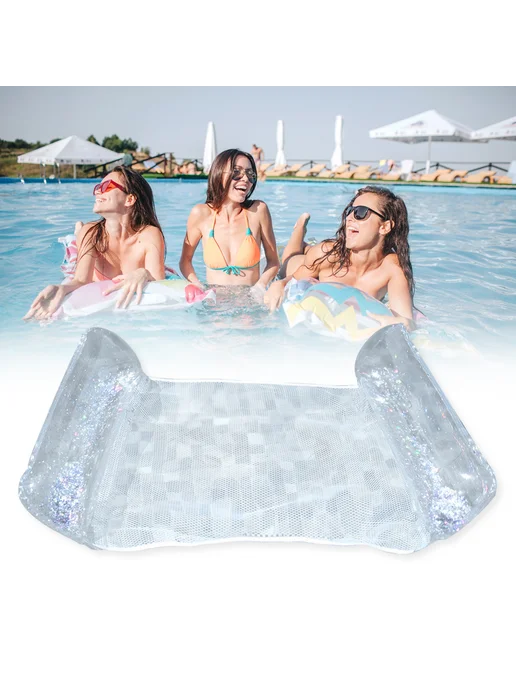 Инфляционный водный матрас с sequins, складной, прозрачный, вариант, фото 3