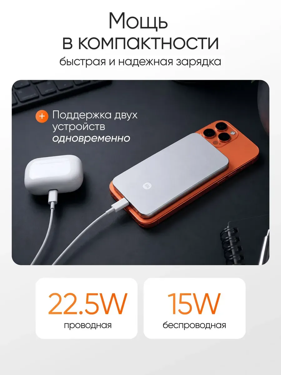 Внешний аккумулятор Повербанк Power bank Xiaomi 5000 мАч — фото 4