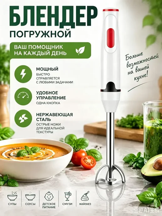 блендер с кубикорезом, красный