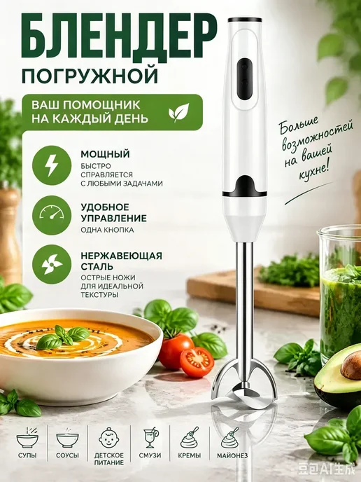 блендер с кубикорезом, белый