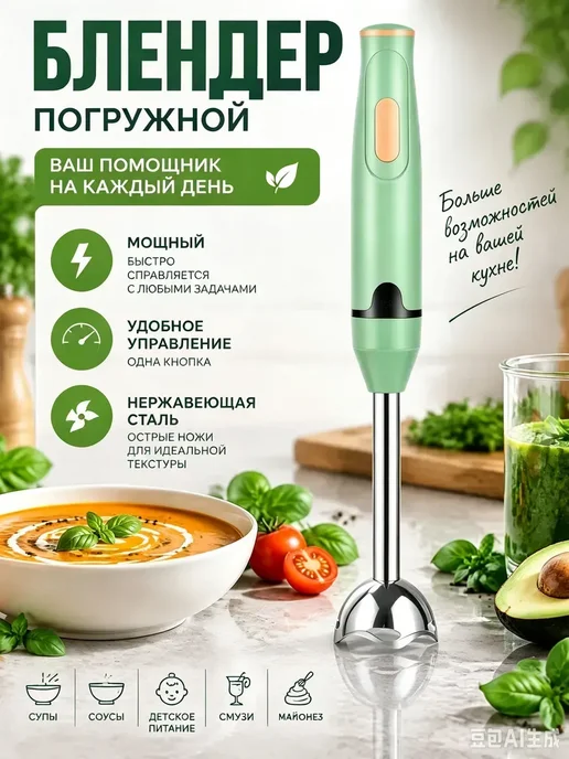 блендер с кубикорезом, зеленый
