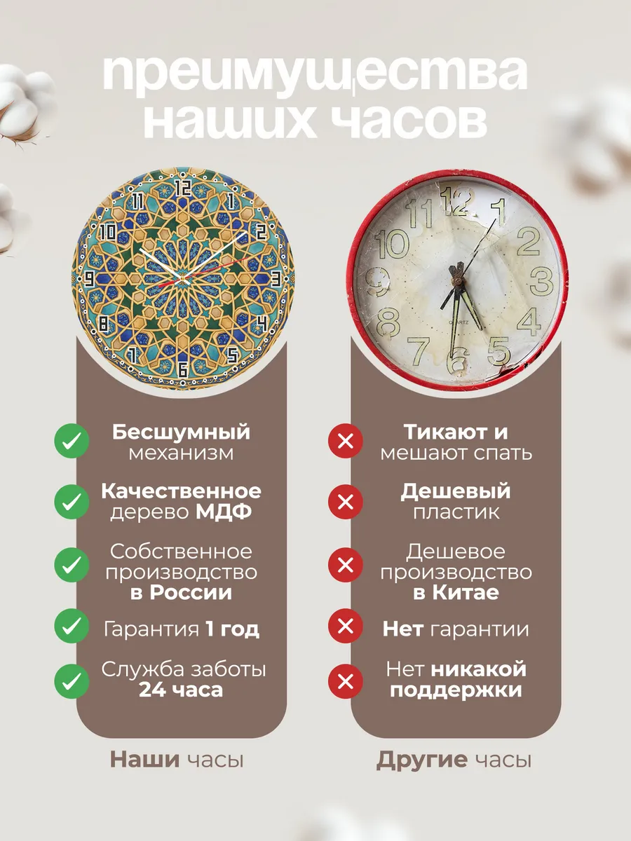 Часы настенные бесшумные Михраб панно арка 33 см — фото 10