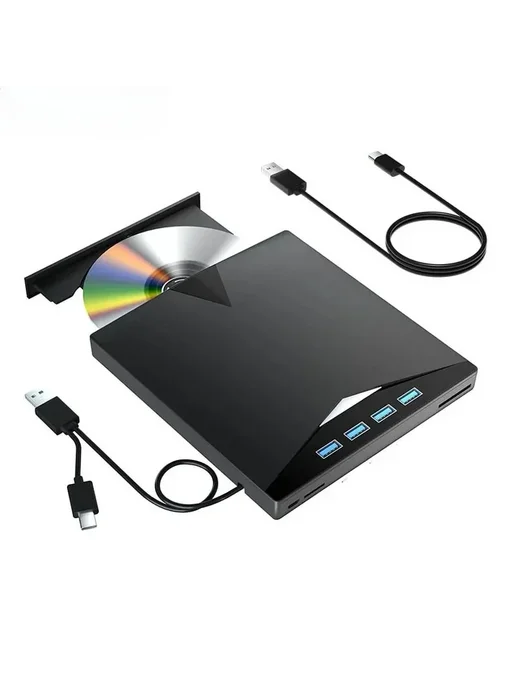 VIKEFON Внешний оптический привод USB3.0 2-в-1 CD DVD RW, 7-в-1 Type-C Портативный C