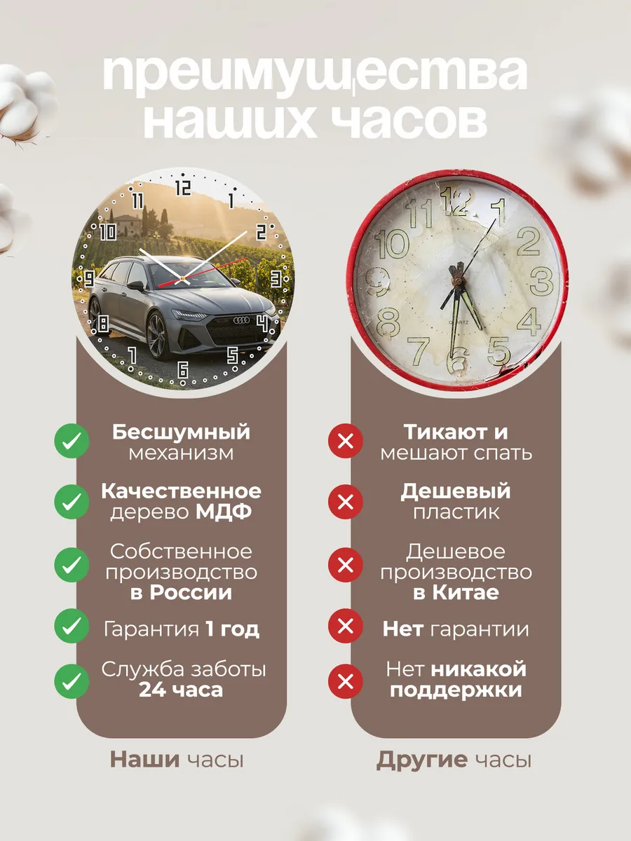 Часы настенные бесшумные Ауди RS6 универсал 33 см — фото 10