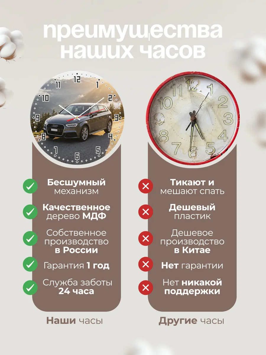 Часы настенные бесшумные Ауди A3 33 см — фото 10