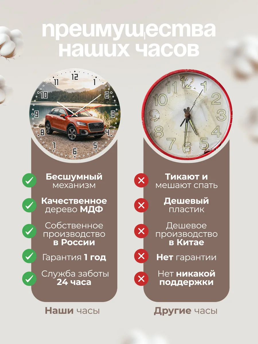 Часы настенные бесшумные Ауди Q3 кроссовер 33 см — фото 10