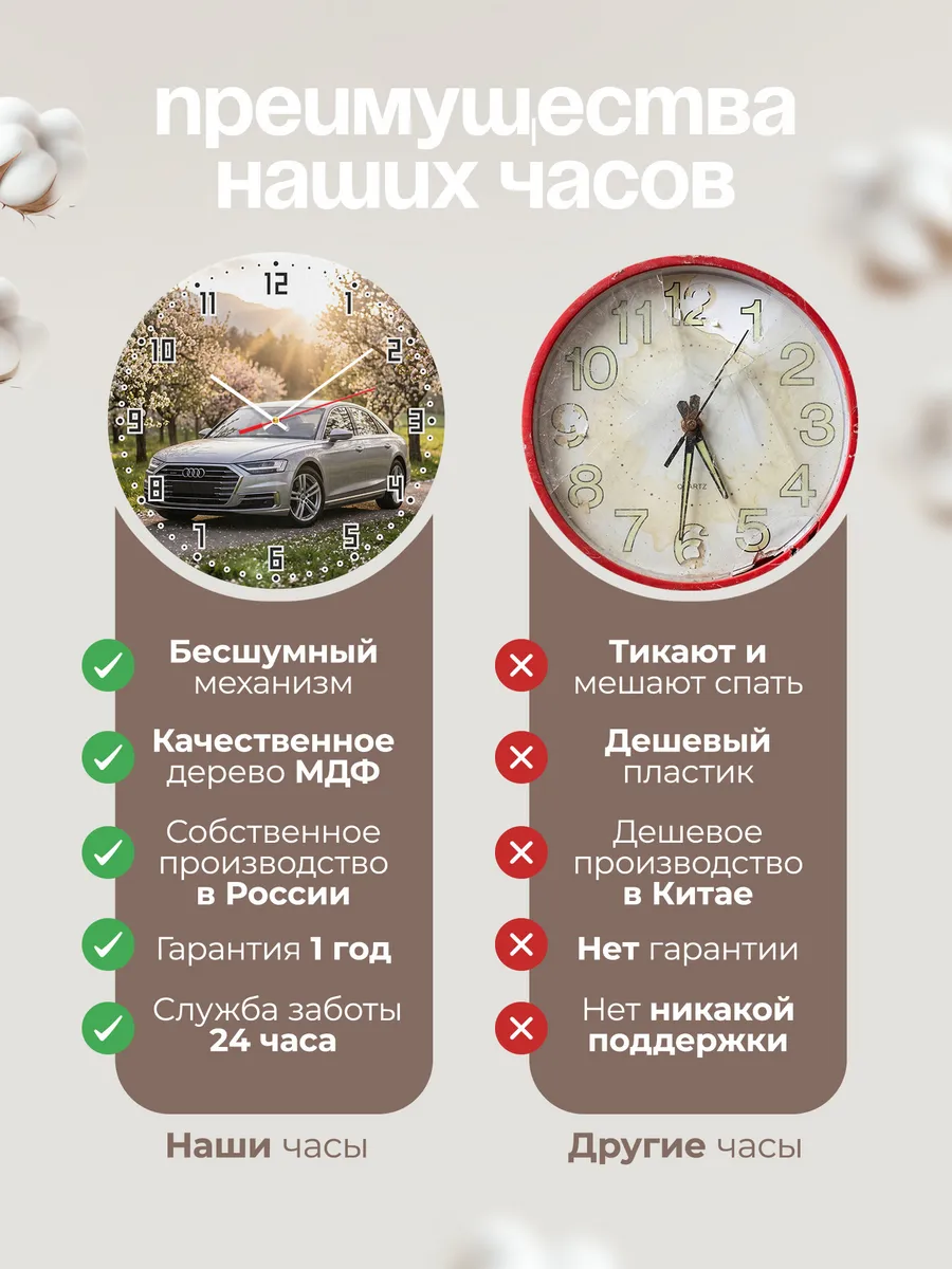 Часы настенные бесшумные Ауди A6 33 см — фото 10