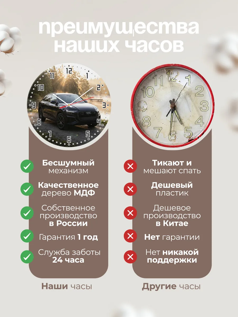 Часы настенные бесшумные Ауди Q7 большой 33 см — фото 10