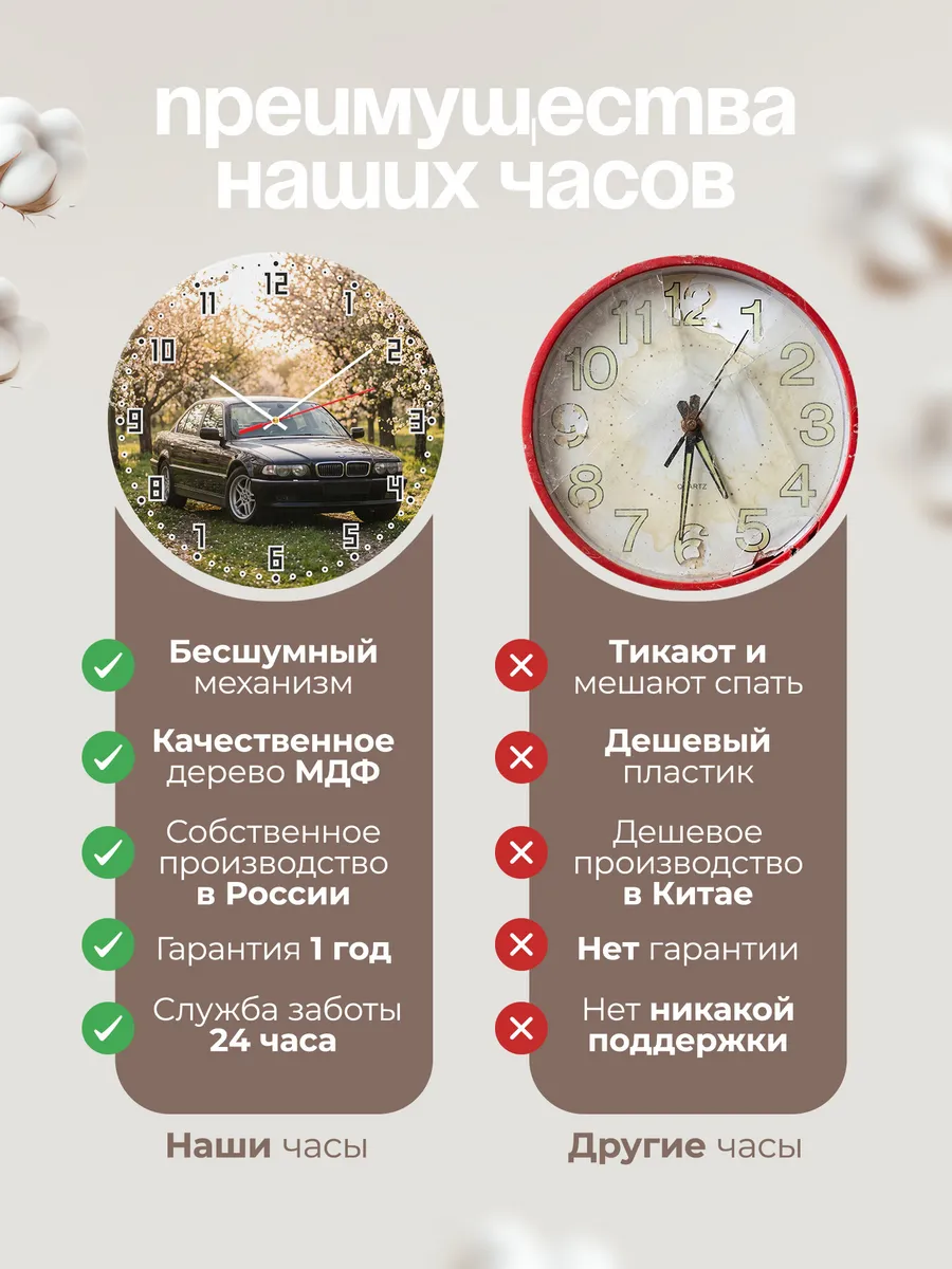 Часы настенные бесшумные БМВ E38 семёрка 33 см — фото 10