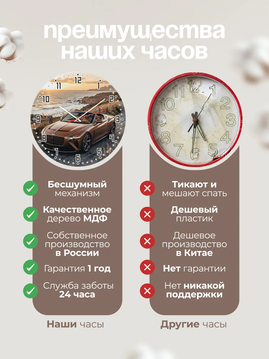Часы настенные бесшумные Бентли Бакалар 33 см — фото 10