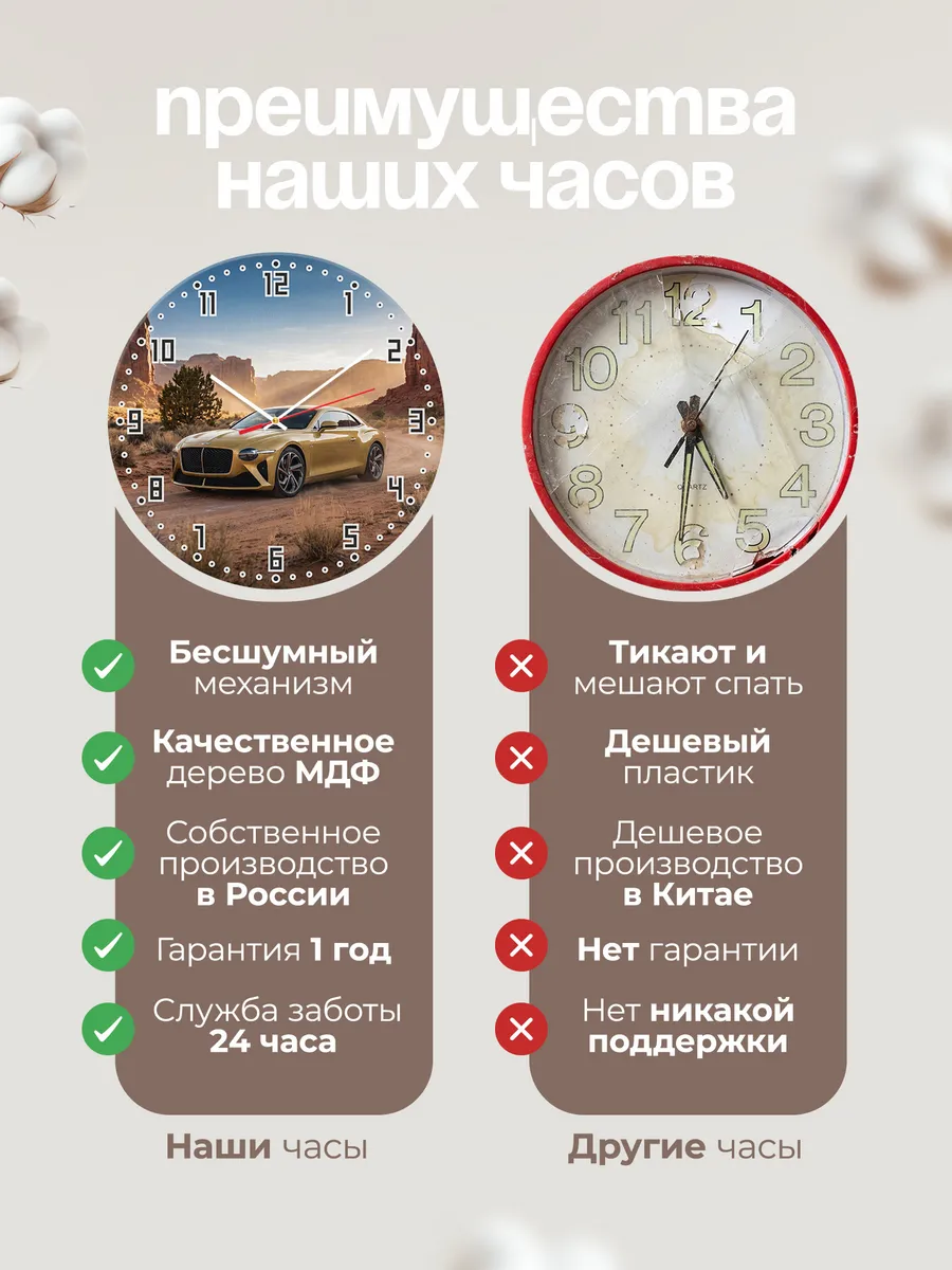 Часы настенные бесшумные Бентли Батур 33 см — фото 10