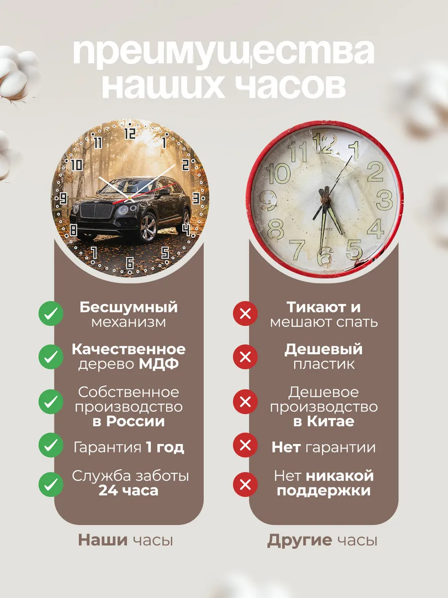 Часы настенные бесшумные Бентли Бентайга 33 см — фото 10