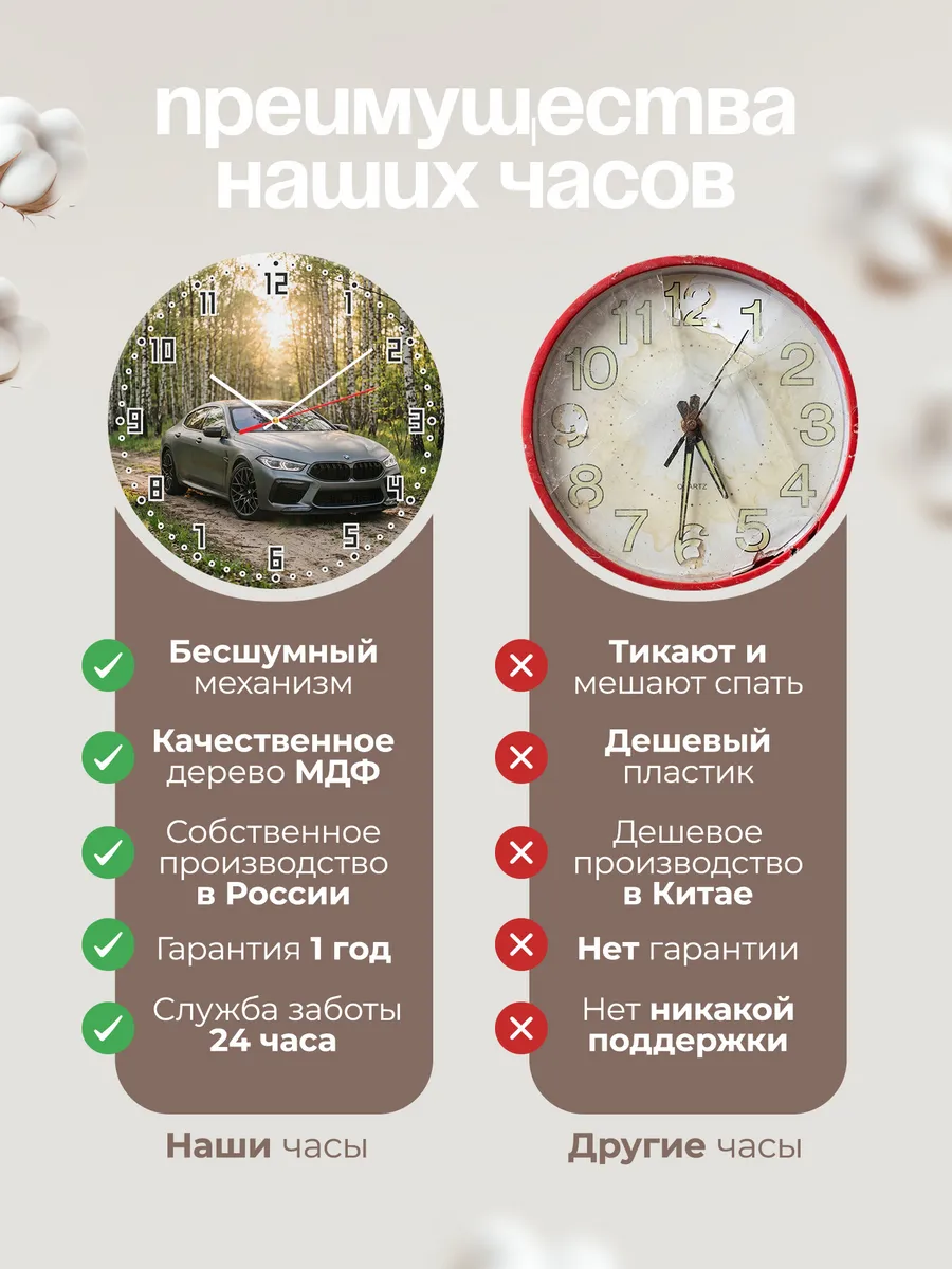 Часы настенные бесшумные БМВ M8 купе 33 см — фото 10