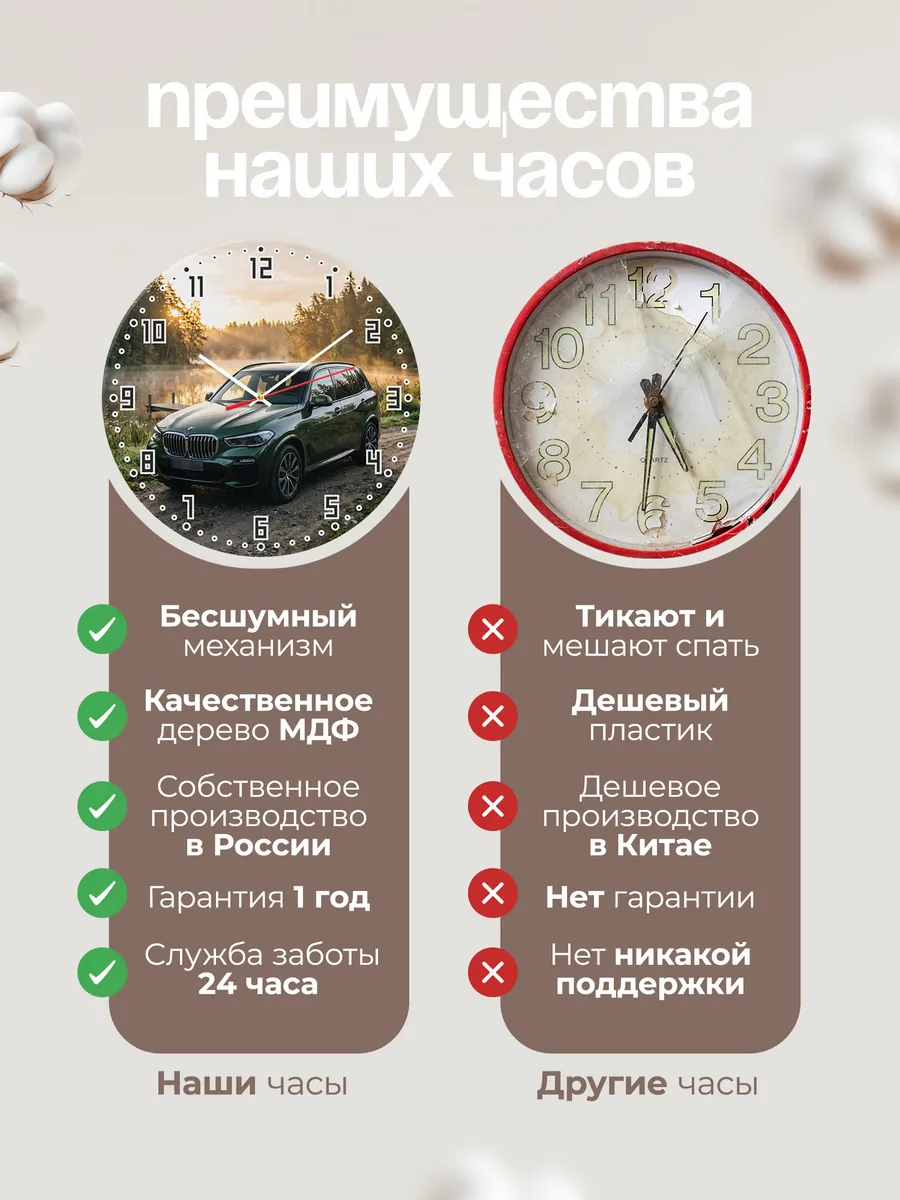Часы настенные бесшумные БМВ X3 кроссовер 33 см — фото 10