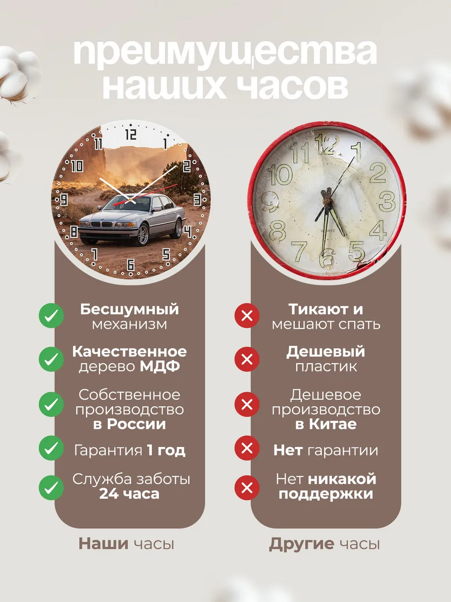 Часы настенные бесшумные БМВ E34 пятёрка 33 см — фото 10