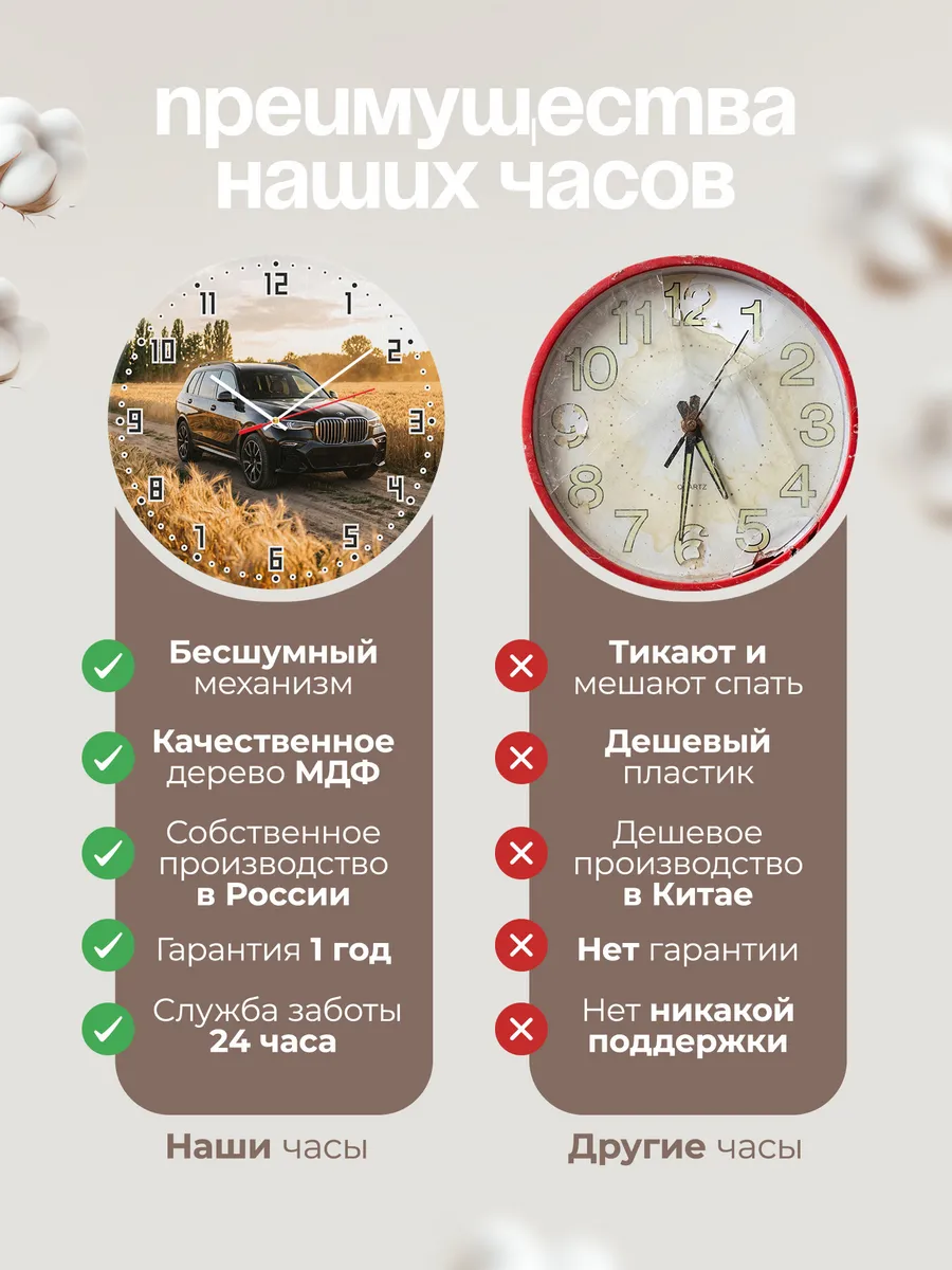 Часы настенные бесшумные БМВ X5 33 см — фото 10