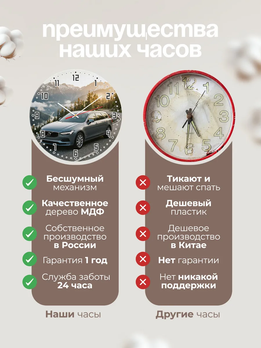 Часы настенные бесшумные Вольво V90 универсал 33 см — фото 10