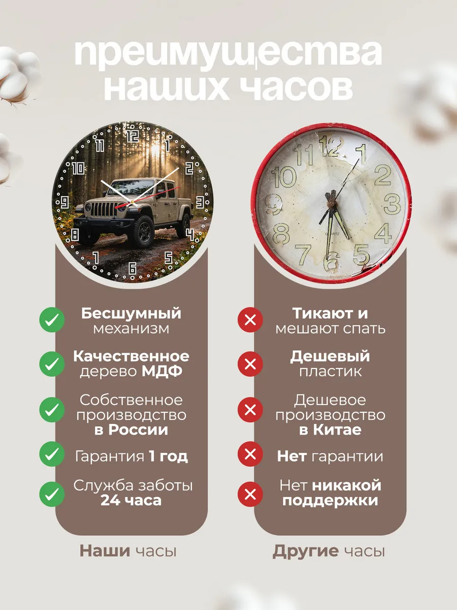 Часы настенные бесшумные Джип Гладиатор пикап 33 см — фото 10