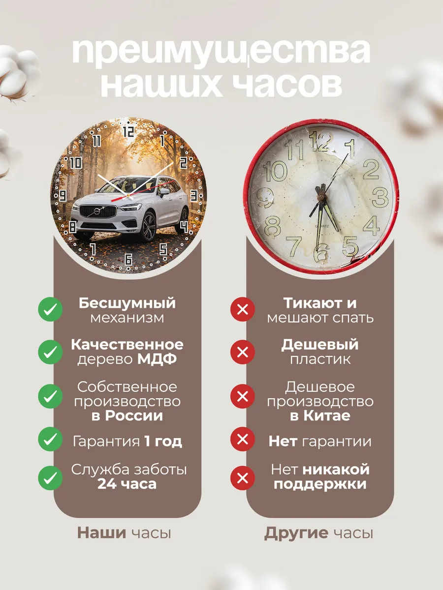 Часы настенные бесшумные Вольво XC60 33 см — фото 10