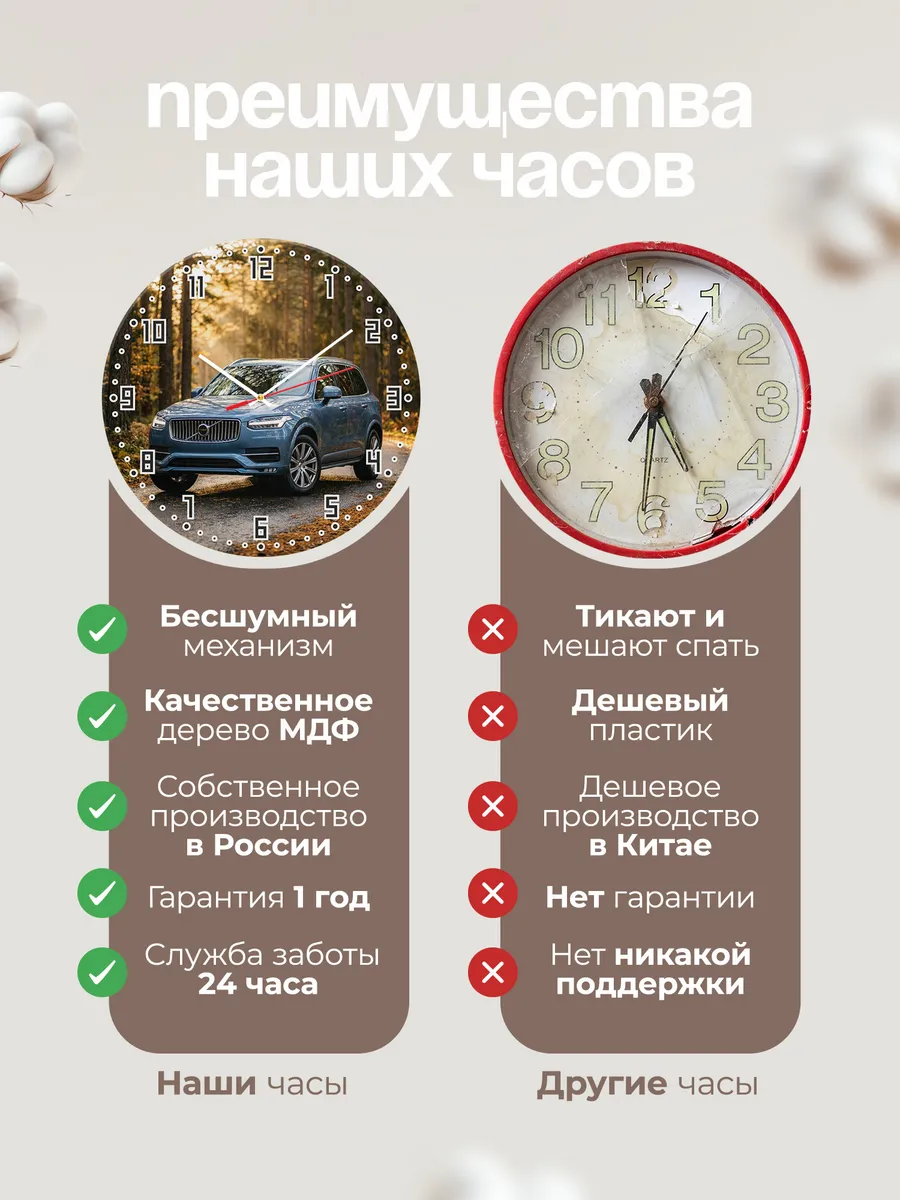 Часы настенные бесшумные Вольво XC90 33 см — фото 10