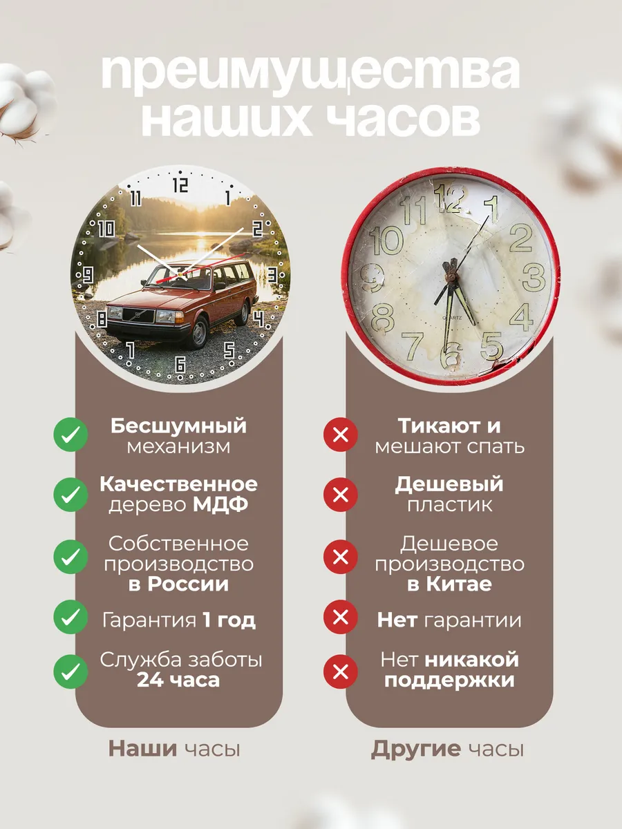 Часы настенные бесшумные Вольво 240 33 см — фото 10