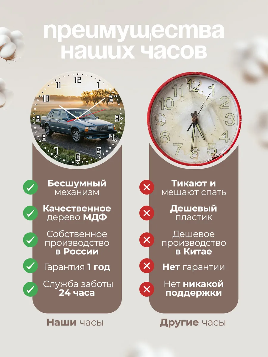 Часы настенные бесшумные Вольво 740 33 см — фото 10